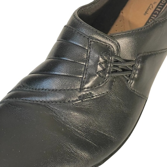 Collection By Clarks Cushion Comfort Black Slip On Low Wedge Loafer Shoe Sz 7 - Picture 2 of 10